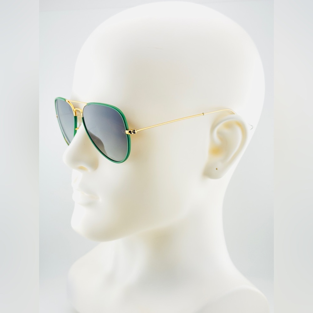 Ray-Ban Aviator Full Color Sunglasses RB3025JM Gold Green Frame Gradient Lenses - Picture 5 of 16